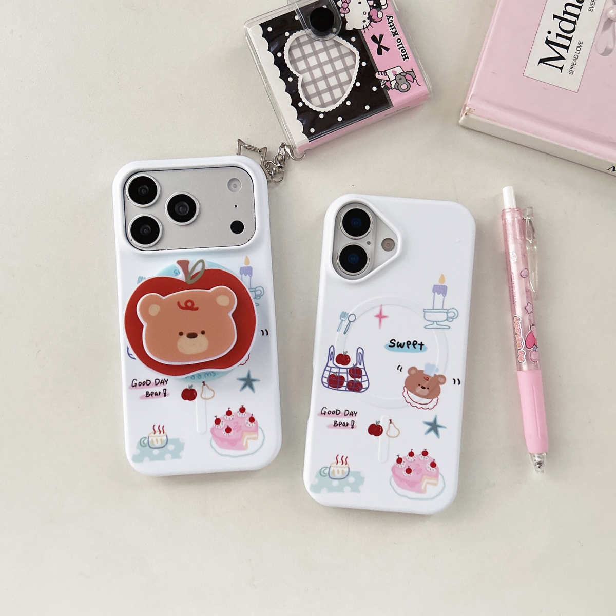 菲林磁吸蛋糕小熊用苹果15时尚手机壳苹果15pro爆款手机壳新款17系列可爱粉嫩少女心手机保护壳