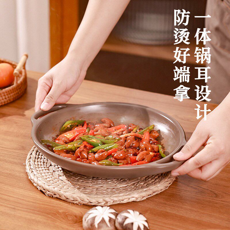 耐高温干锅锅具砂锅家用酒精炉用加厚陶瓷盘饭店小煎锅煲仔饭沙锅