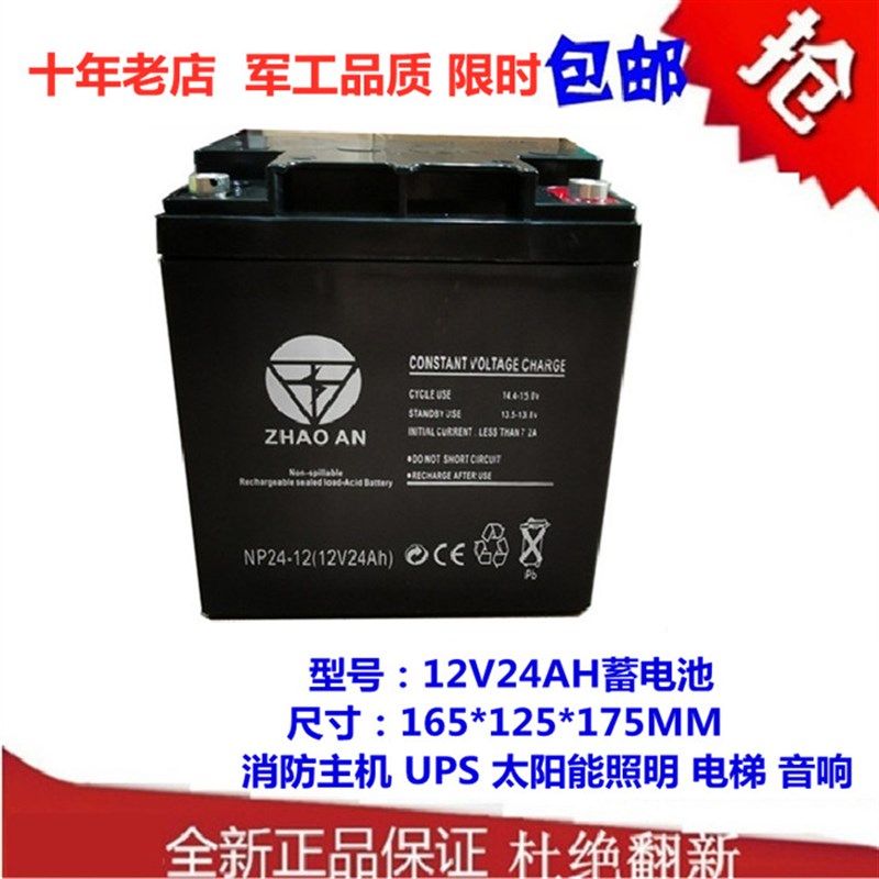 12V24AH蓄电池消防主机电梯应急平层太阳能路灯立式12伏24安电瓶
