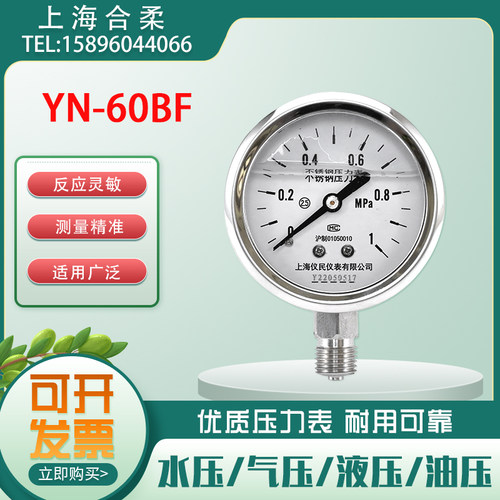 YN-60BF耐震抗震压力表气压水压油压防震真空表负压