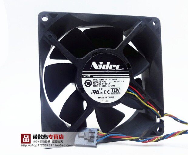 NIDEC 9032 T92C12MS1A7-57A025 12V 0.55A 9CM/厘米 4线机箱风扇