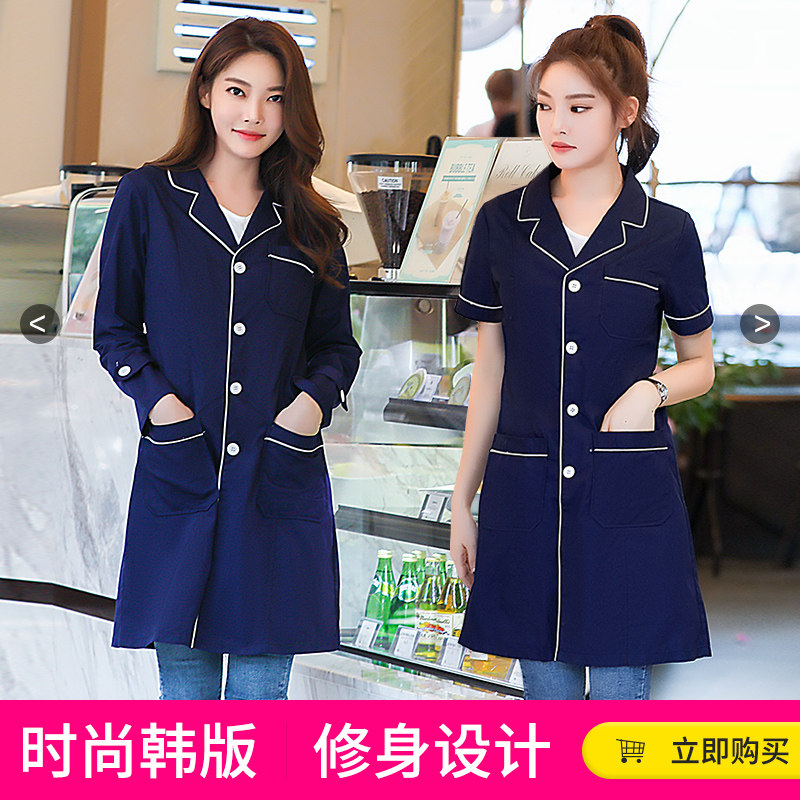 白大褂美容院工作服女纹绣半永久长袖中袖短袖秋冬皮肤管理美容师