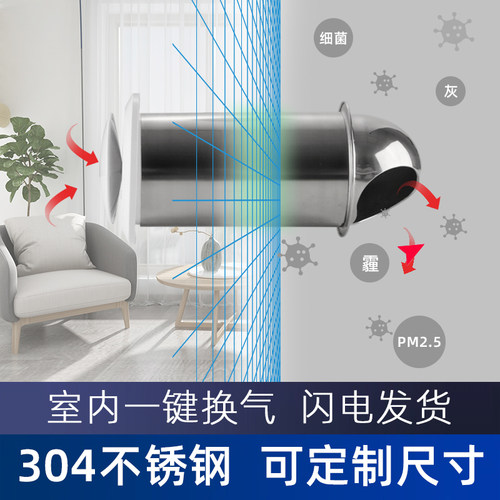 穿墙一体式管道排风机排气扇厨房化妆室低噪排风换气棋牌室排烟