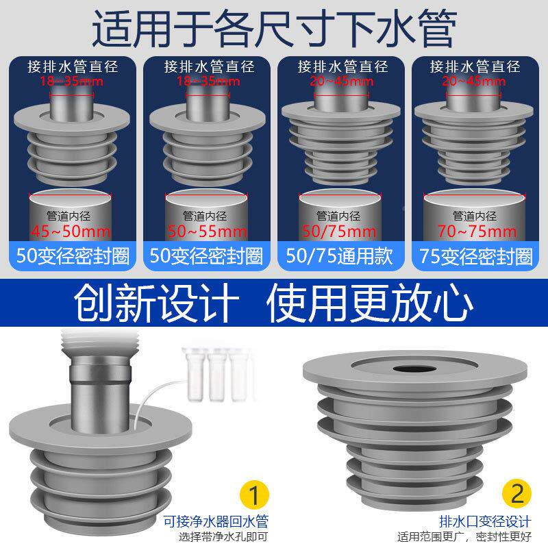 下水管防返臭神器衣机洗脸盆排水管洗密接头厨房水道防臭下封下水