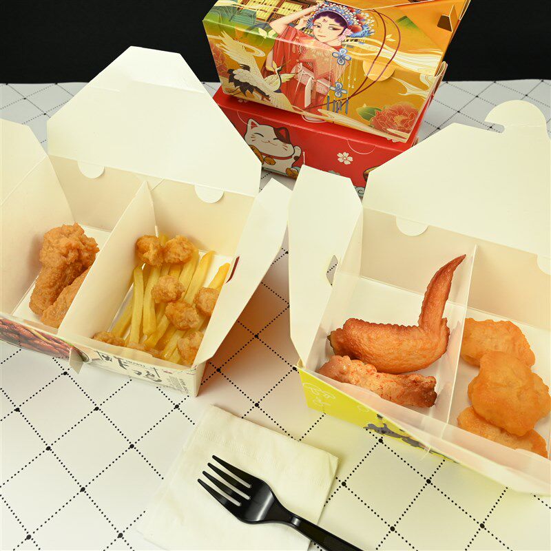 可分隔韩式炸鸡打包盒外卖一次性餐盒 鸡腿鸡翅包饭鸡块包装纸盒