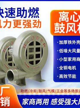 铸铁交流鼓风机220V离心风机家用烧火炉灶小型气模工业强力引风机