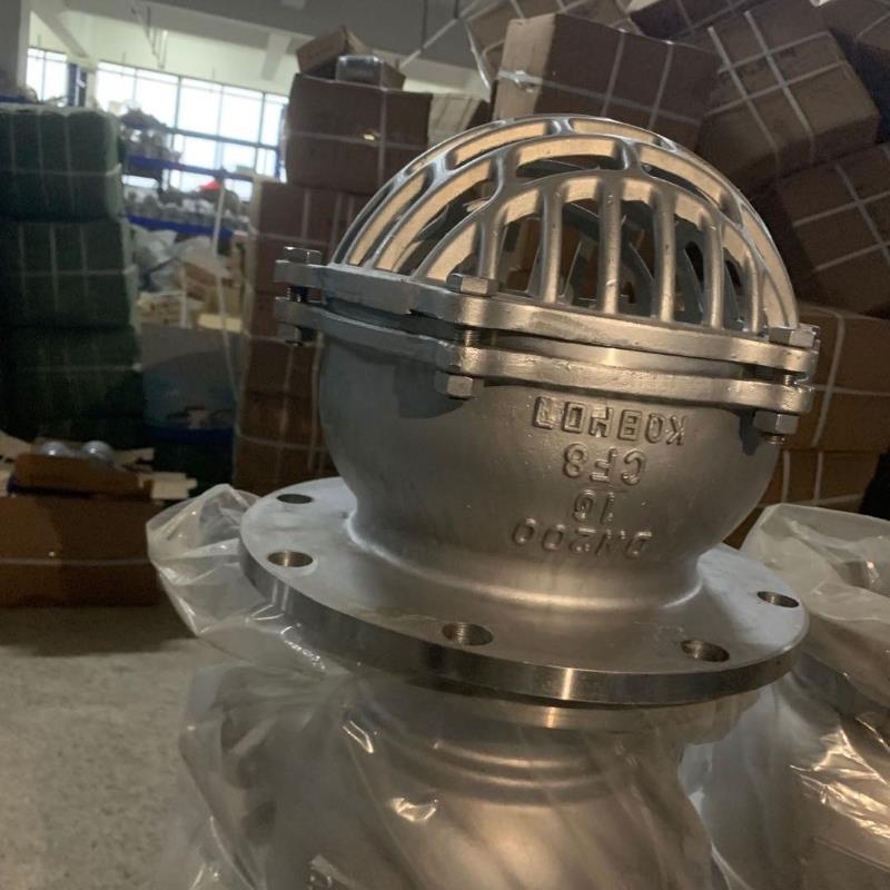 304不锈钢法兰式底阀H42W-10P 6P水泵吸水丝扣底阀DN100 升降式
