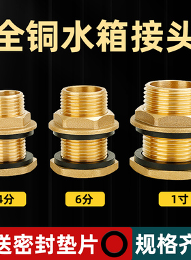 全铜水箱接头内外丝水池水塔水桶加长排水口进出水水管配件4分6分