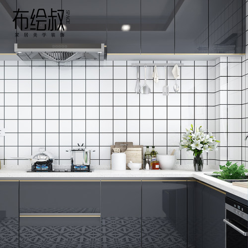 厨房防油贴纸墙面自粘墙纸防水瓷砖墙贴膜不防火橱柜灶台面耐高温