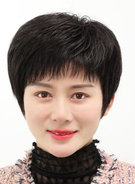 假发全头b套女真发全真人发年轻女士短发薄款自然光头真头发假发