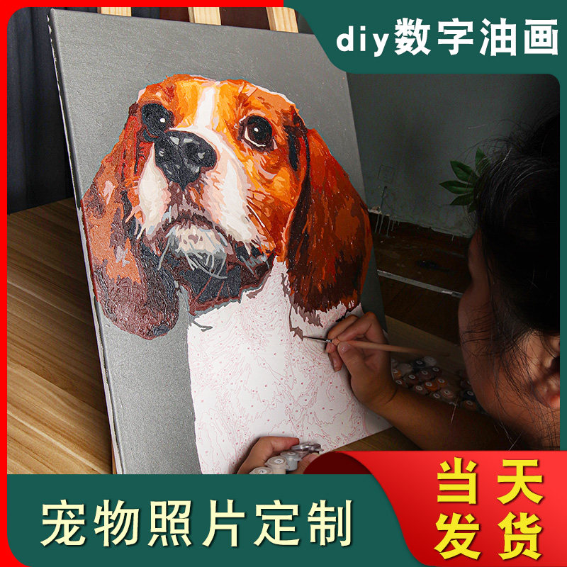 宠物数字油画DIY可定制动物主题丙烯数字油画套装