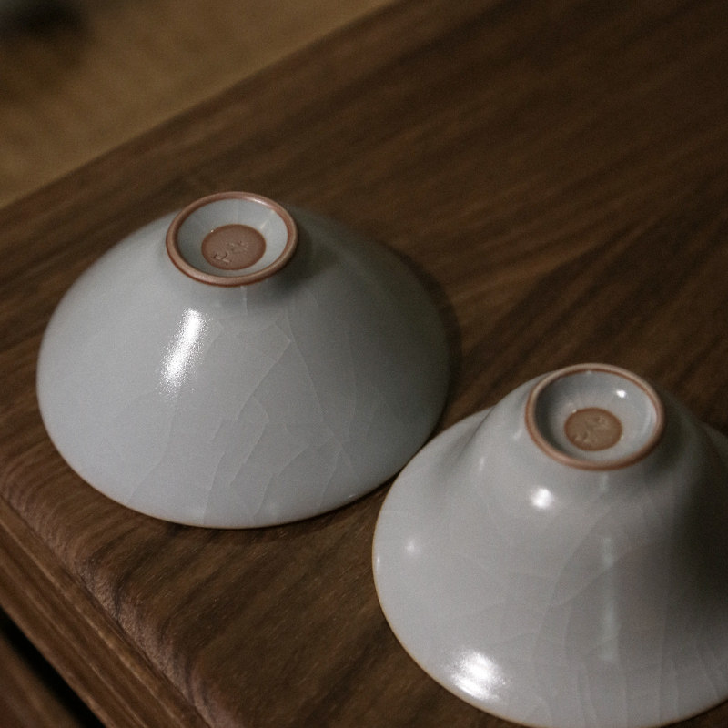 若山 原矿玛瑙入釉全手工汝窑茶杯 品茗杯 功夫茶具配件 陶瓷汝瓷