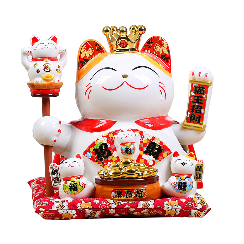招财猫摆件 电动摇手大号陶瓷发财猫店铺开业收银台家居创意礼品