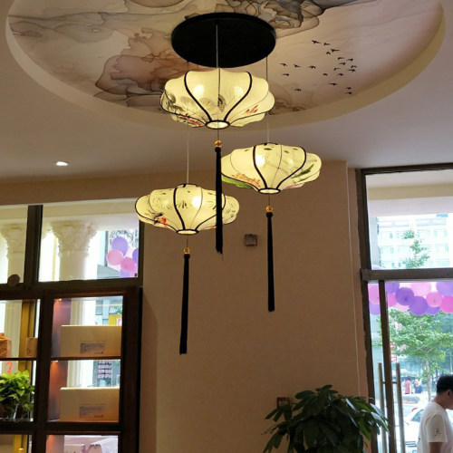 新中式灯笼吊灯中国风仿古灯具创意艺术禅意饭店火锅店餐厅灯吊灯
