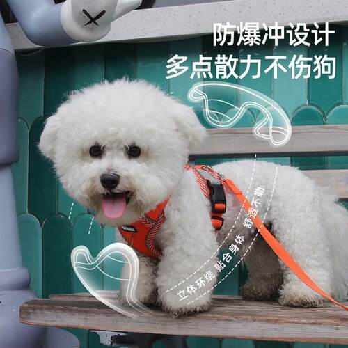 狗狗牵引绳背心式狗胸背中小型犬柴犬柯基可调节宠物胸背带遛狗绳