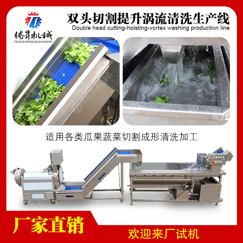 果蔬双头切割提升涡流清洗生产线 涡流清洗机 双头切菜机 提升机