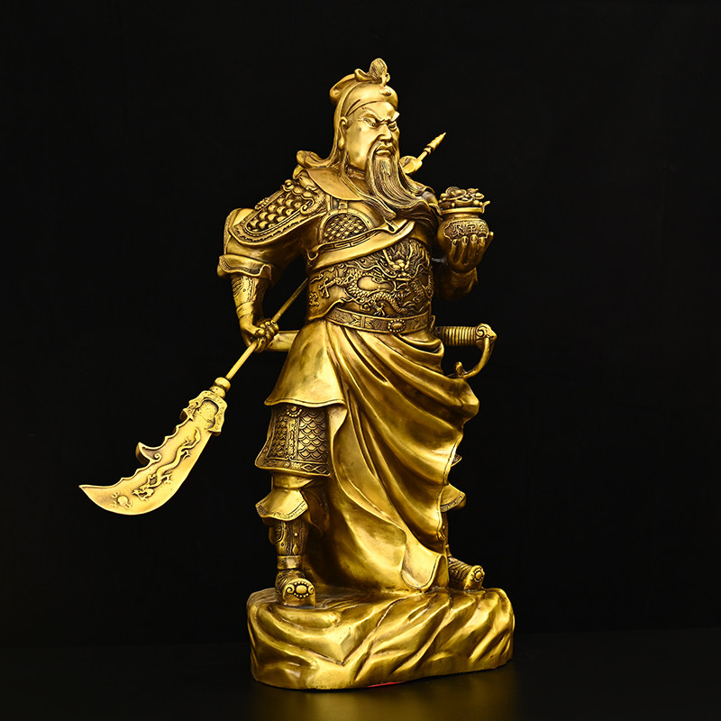 纯铜关公摆件武财神像关二爷关羽关公铜像神像家居公司开业