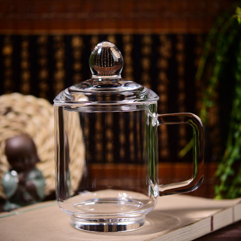 东海原矿工艺水晶杯手工制作茶杯带盖办公杯会议手X端杯高档送礼