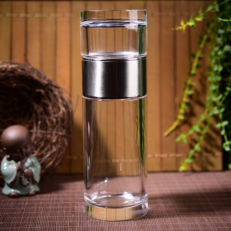 东海原矿工艺水晶杯手工制作茶水C分离杯高档商务办公茶杯车载水
