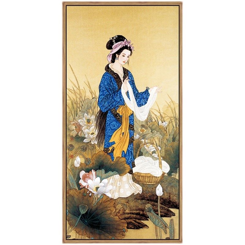 网红四大美女挂画典四联画新中式客厅装饰画古代美人西施图貂蝉壁