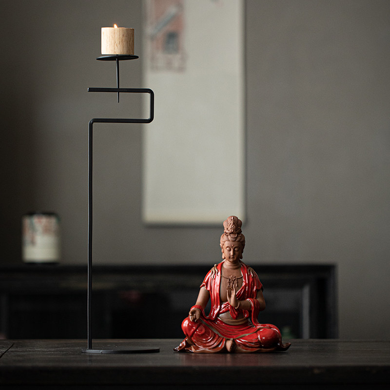 炼器新中式禅意观音菩萨佛像摆件家用玄关客厅家居陶瓷工艺品装饰