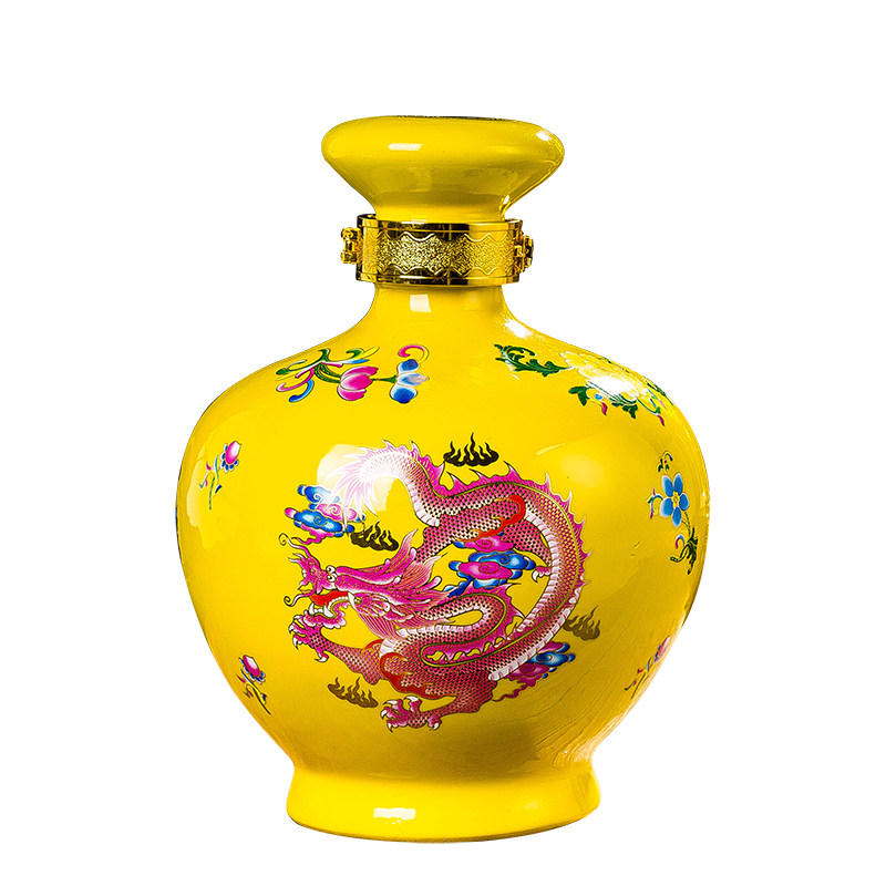 包邮5斤装酒坛子 陶瓷酒坛景德镇陶瓷酒瓶红色密封古典瓶带盖