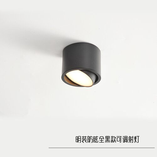 led明装圆形可调角散光筒灯家用过道走廊阳台吸顶灯免开孔无主灯