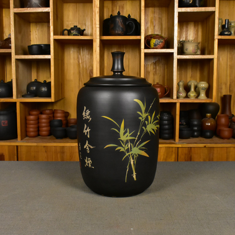建水紫陶茶叶罐非紫砂储存茶罐大号普洱七子九饼陶瓷密封罐散茶缸