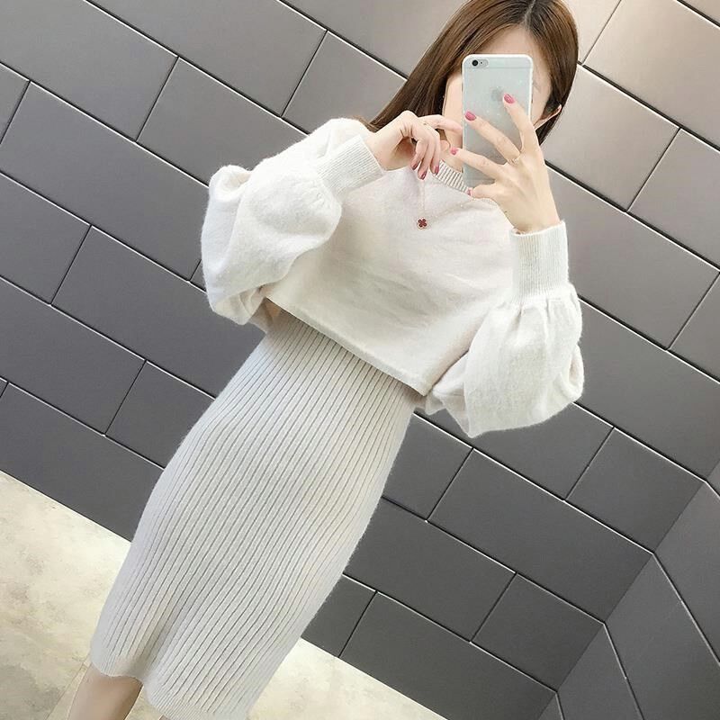 秋冬时尚针织套装女2024网红很仙的洋气宽松毛衣背心吊带裙两件套