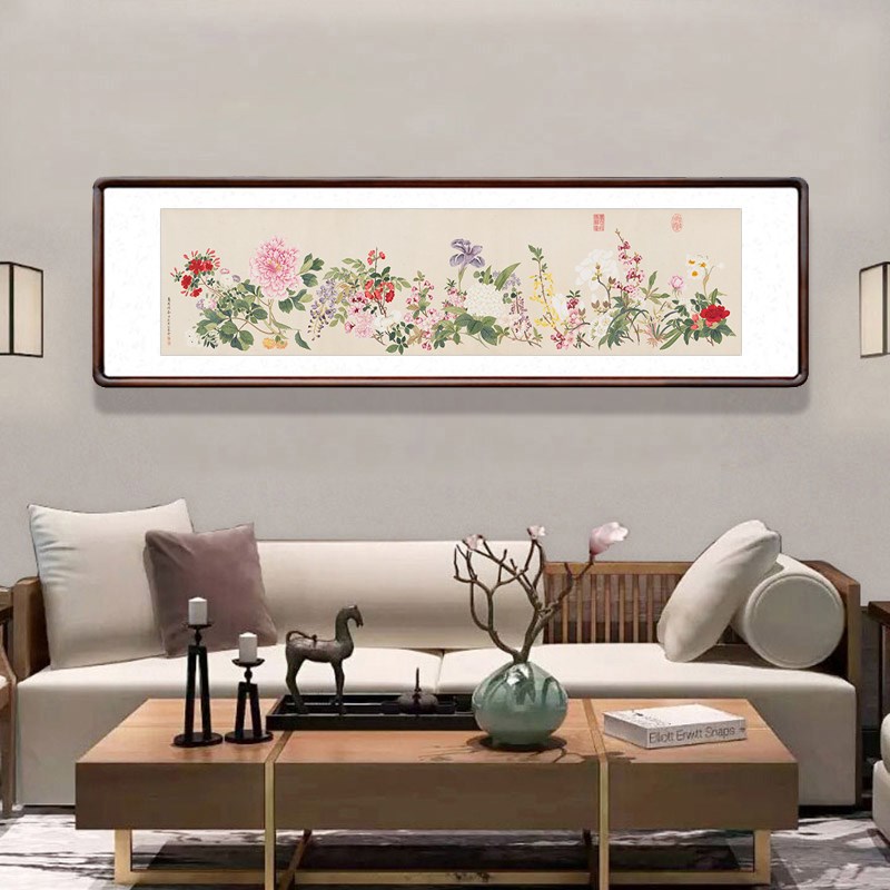 钱维城万有同春图工笔画餐厅国画中式客厅装饰画卧室床头花鸟挂画