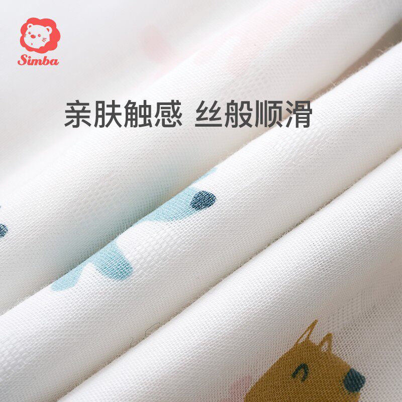 小狮王辛巴婴儿睡袋夏季薄款竹纤维纱布儿童宝宝分腿防踢被竹棉