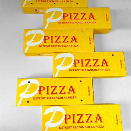 一人食披萨包装盒加厚一次性长方形Pizza打包底特律长条披萨盒