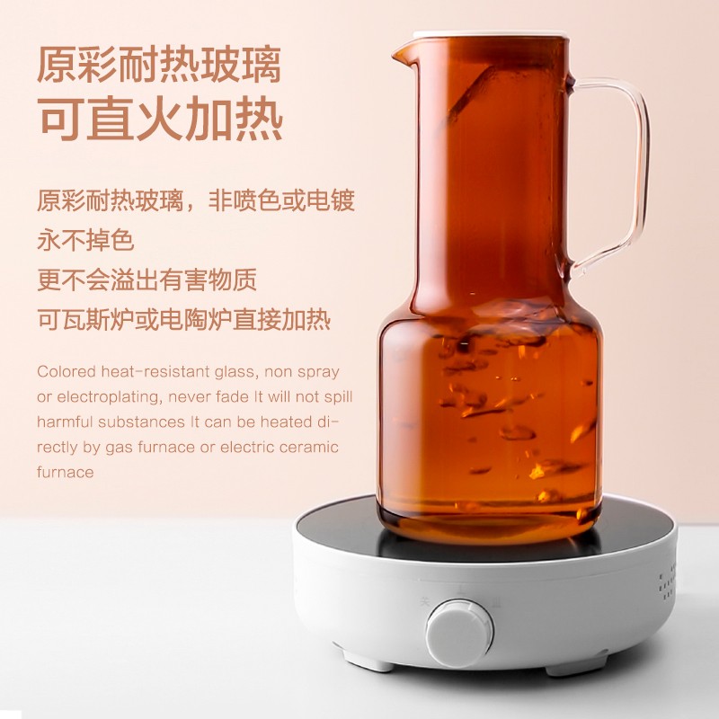 wvii轻奢彩色高颜值耐高温玻璃凉水壶夏家用大容量冷水壶水杯套装