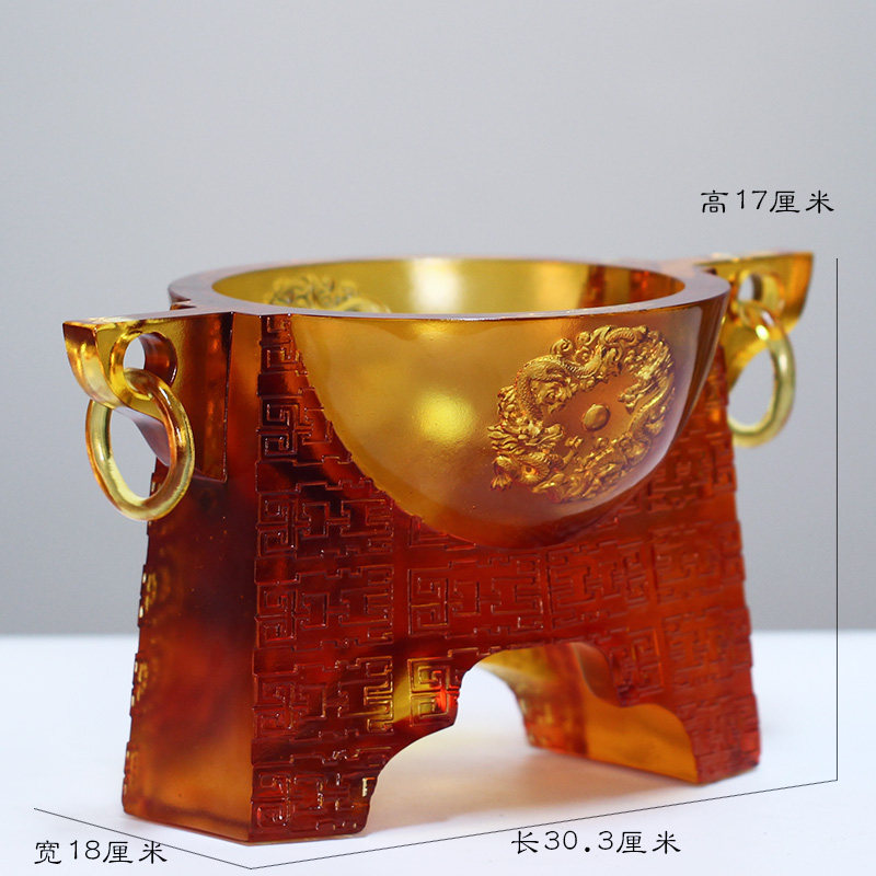 琉璃盛泰丰鼎聚宝盆摆件家用客厅酒柜装饰摆放招财商务开业送礼