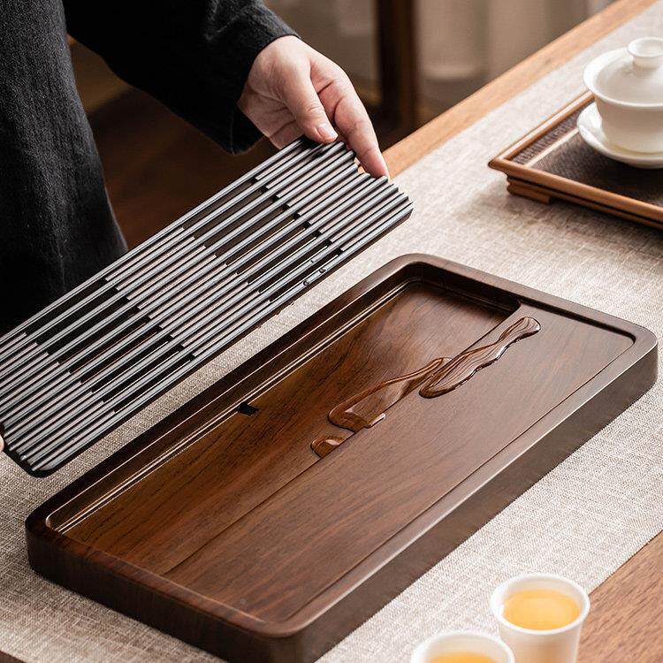 桃色茶盘办公具室家用茶台功夫茶泡收纳盘茶几排水式干泡平川茶盘