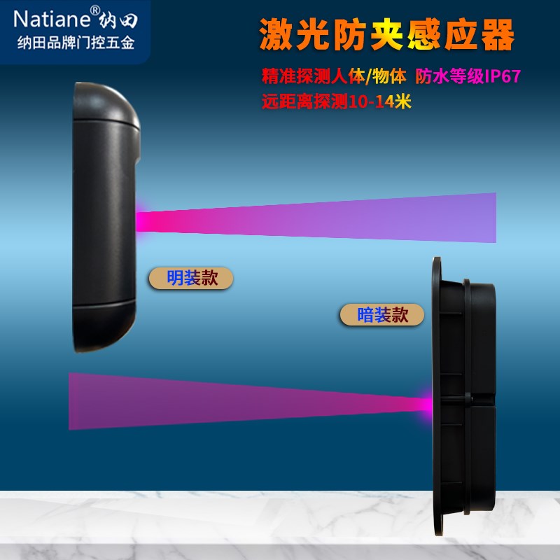 Natiane 自动门激光红外防夹感应器道闸卷帘门防水安全光线传感器