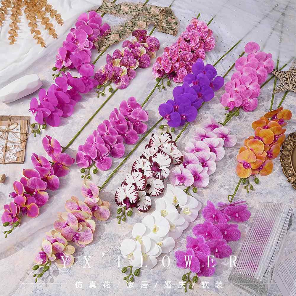 仿真花蝴蝶兰pu手感过胶单支干花饰假花客厅餐桌摆设摆放兰花包邮