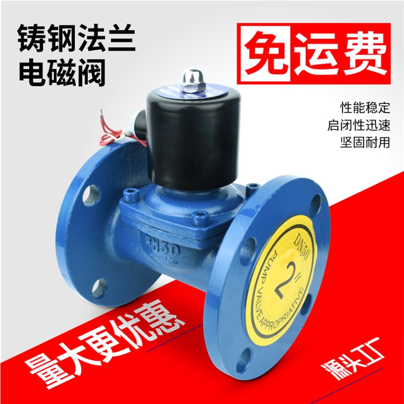铸钢法兰电磁阀电磁控制阀220v24v放水管开关阀电阀常闭水阀2寸
