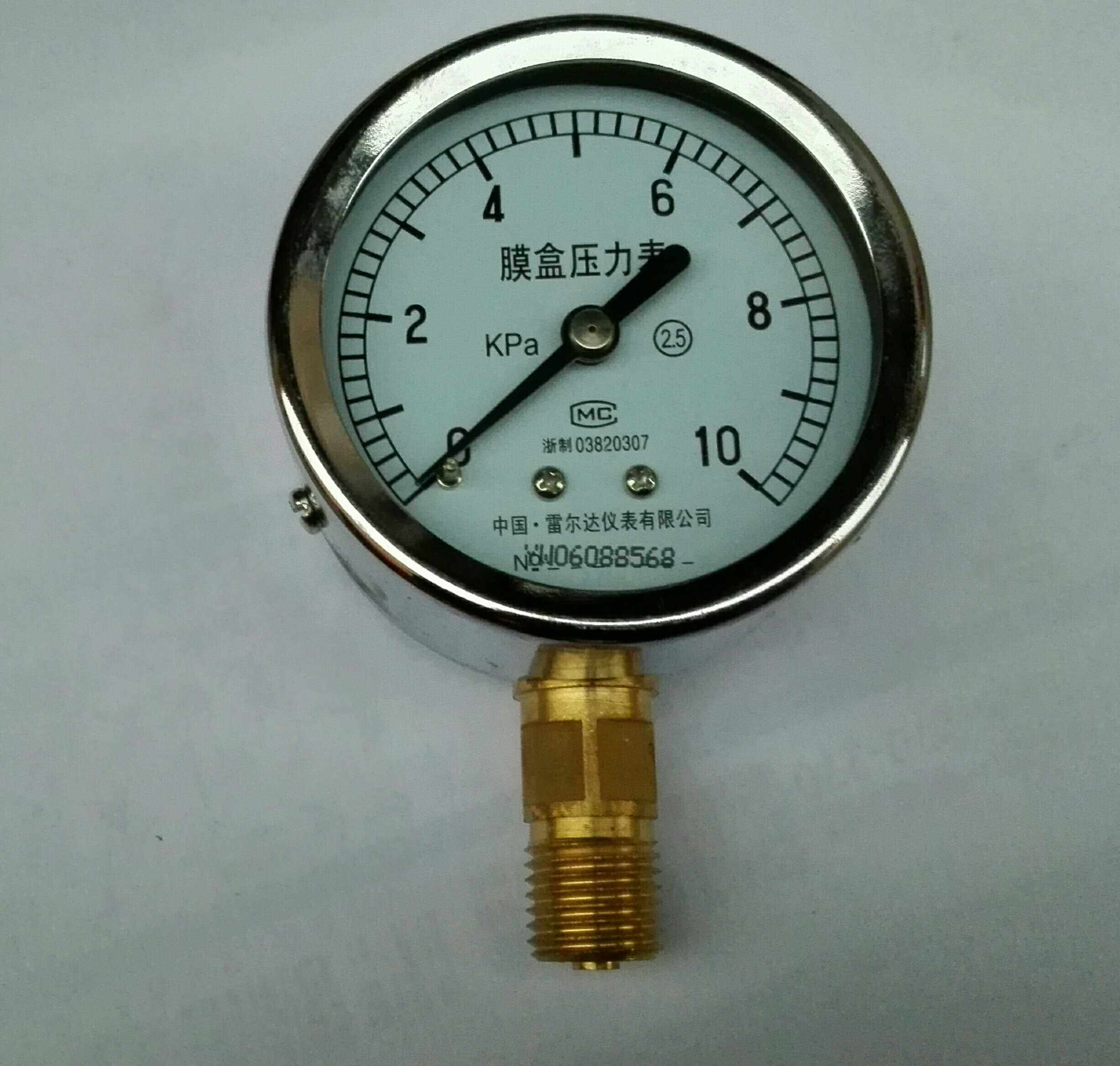 雷尔达仪表厂 径向膜盒压力表 ye60-60 0-10kpa m14x1.5