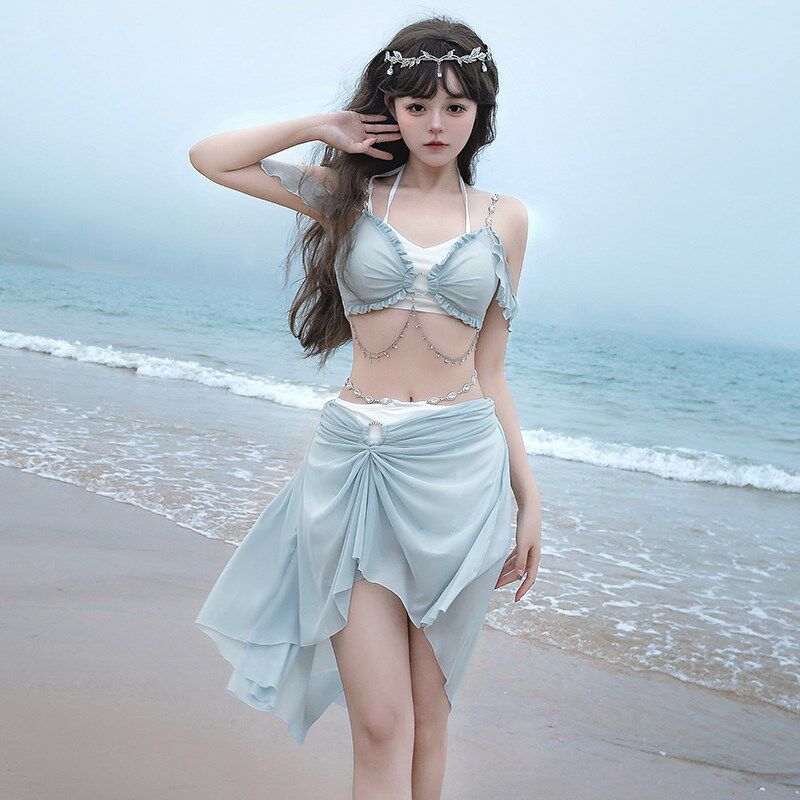 未知星辰夏c日涟漪纯欲风日系可爱泳装Lolita遮肉少女分体泳衣女