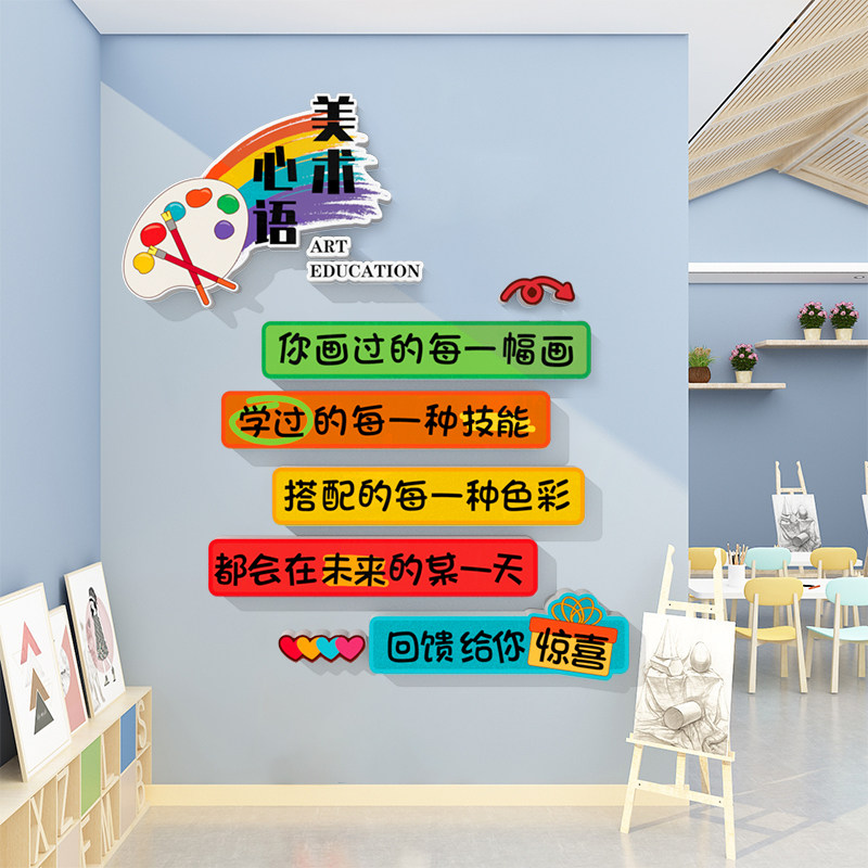 美术教室布置装饰艺术培s训机构班级文化墙面设计素描画室环创贴