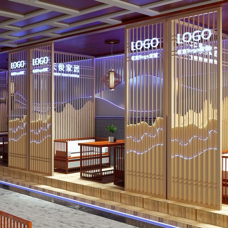 饭店隔断屏风餐厅卡座包间新中式餐饮火锅烧烤店茶楼茶室铁艺围栏