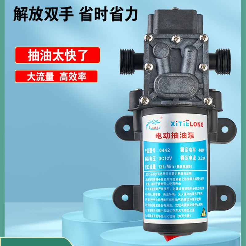 大流量电动抽油泵抽油器12v小型汽车家用抽机油箱汽油泵 加油神器