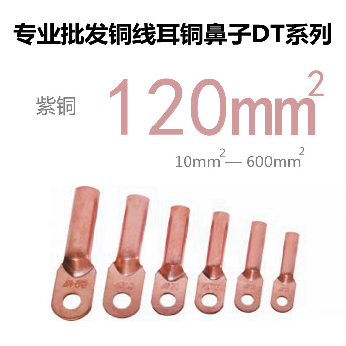 接线端子铜线耳铜鼻子DT-120mm紫铜管120平方电线12mm厘孔