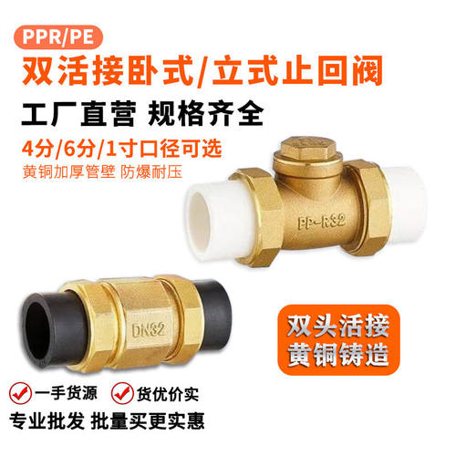 PPRPE黄铜卧式立式热熔止回阀4分6分双活接自来水管单向阀逆止阀