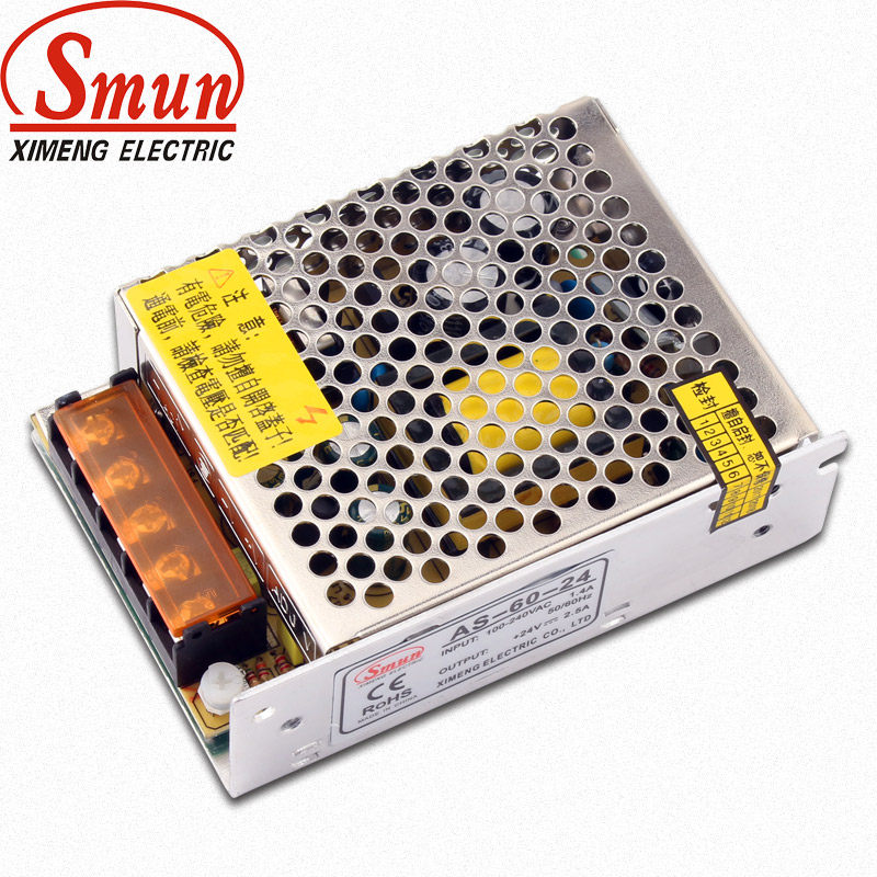 西盟开关电源AS-60-24足功率60W 稳压监控电子屏小体积24V 2.5A