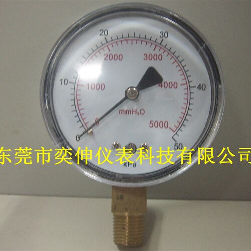 60MM径向微压表0-50KPA接口ZG1/4,过压保护型膜盒压力表