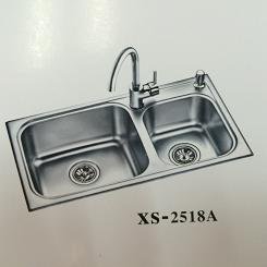 埃美柯XS-2518A厨房水槽304不锈钢双槽洗菜盆 加厚一体成型厨盆