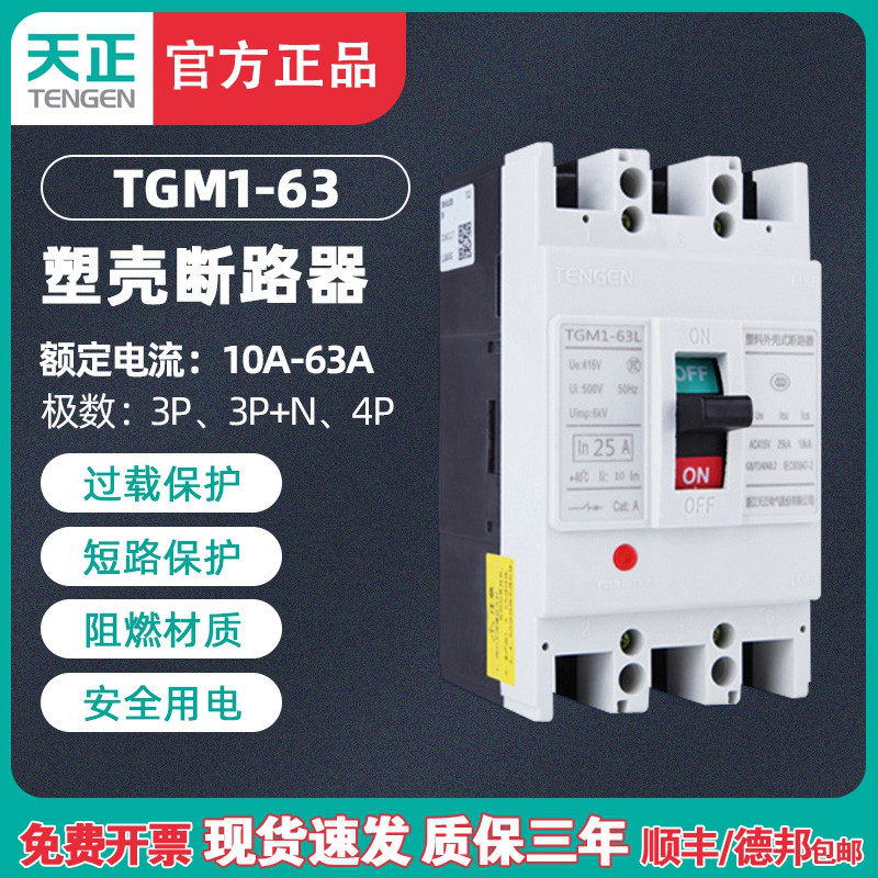 TENGEN天正电气 TGM1-63L/3300 63a塑壳断路器开关4300 40A32A25A