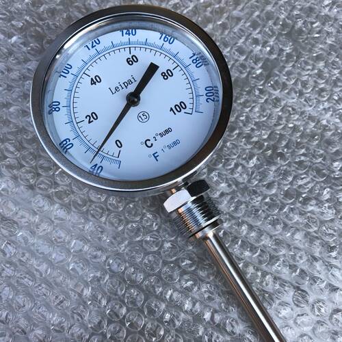 双刻度中英文显示双金属温度计 WSS-411 0-100度 杆长80cm 800mm